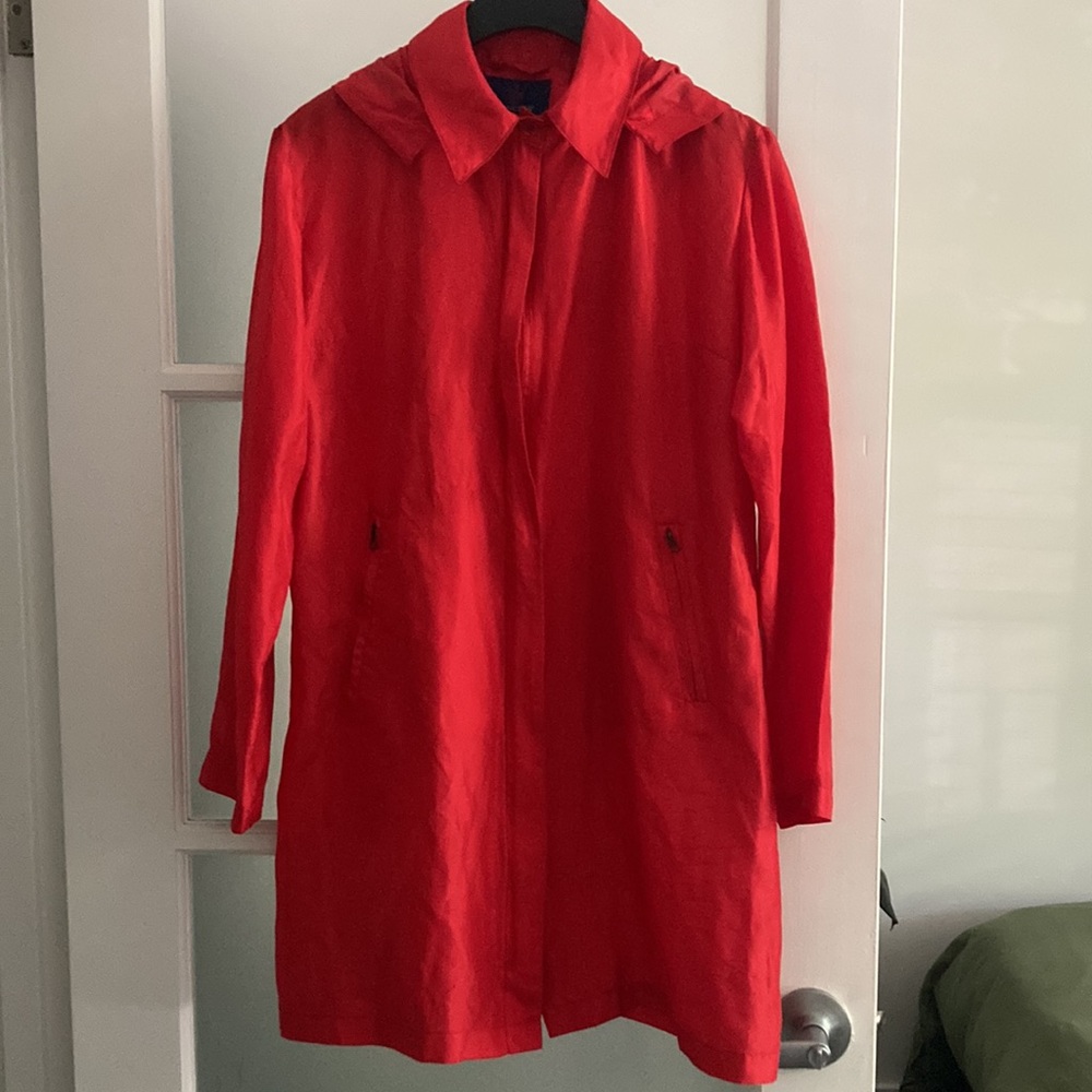 MONCLER vintage red silk long windbreaker